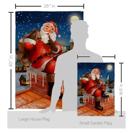 Ornament Collection Down The Chimney Garden House Flag Kit Wintertime Christmas Santa Marry Xmas Present Reindeer Season Snow Decoration Banner Small Yard Gift Double-Sided, Made in USA