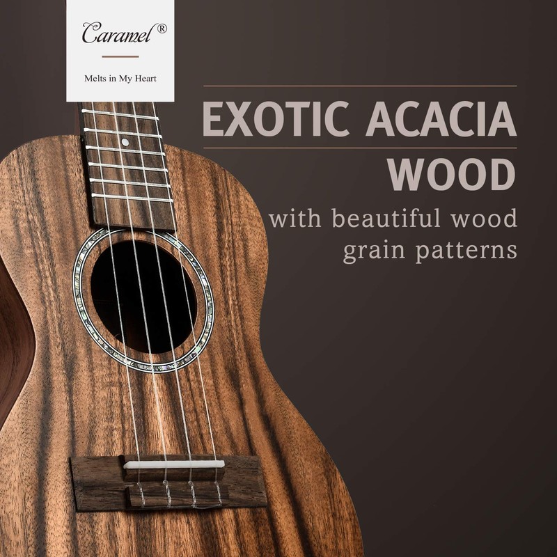 Caramel Concert Ukulele, CC207-23 inch KOA Acacia Wood Ukelele for
