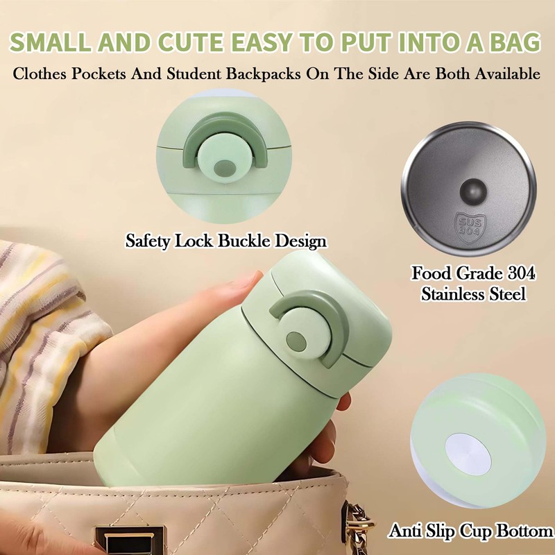 DDUP Small Water Bottle 350ml, Mini Lightweight Flask for Hot