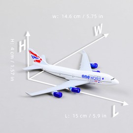QIYUMOKE 1/400 Die-cast Metal Airplane Model -British boeing747 Alloy Airplane Model -Model Plane with Stand (6 inches Long) Gifts for Aviation Enthusiasts, Desktop Display Decorations