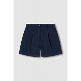 JAJU [JAJU] Soft Linen Blend Half Pants_Navy