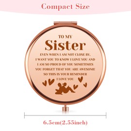 Aerfhhy Sister Compact Makeup Mirror Gifts Friendship Sister Birthday Gift for Women Bestie Birthday Graduation Christmas Stocking Stuffers Inspirational Motivational Pocket Folding Mirror