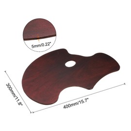 PATIKIL 16"x12" Wooden Paint Palette, Wood Painting Palette Color Mixing Round Paint Tray Palette with Thumb Hole for Oil Watercolor Artist, Dark Brown