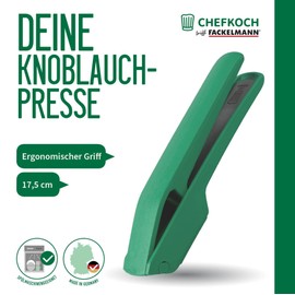 Chefkoch trifft Fackelmann Premium Garlic Press - Robust Stainless Steel & Plastic, Ergonomic Design, Dishwasher Safe - Made in Germany