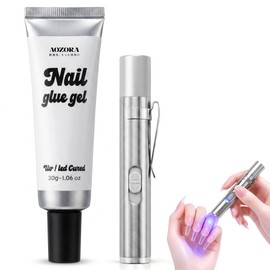 AOZORA Nail Glue, 1.1 oz (30 g) with Light, UV/LED Compatible, Solid Gel, High Adhesion, Self Nail, 3D Art Tips