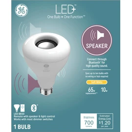 GE Lighting LED+ Speaker Indoor Floodlight Bulb, Soft White, Bluetooth Speaker, No App or Wi-Fi Required, Remote Included, BR30 Indoor Floodlight Bulb (1 Pack)