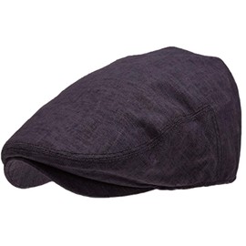 Men's Linen Flat Ivy Gatsby Summer Newsboy Hats (Large/X-Large, Navy)