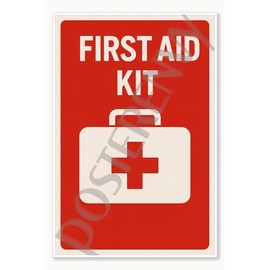 Safety and Emergency first aid kits - English Poster - 18 inch x 12 inch