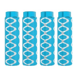 PATIKIL Bike Pegs Fit 3/8 Inch Axles, 4 Pack Aluminum Alloy Anti-Skid Lead Foot Bicycle Peg Back Seat Stands with Circle for BMX Mountain Dirt Bike Cycling Rear Stunt Pegs, Light Blue