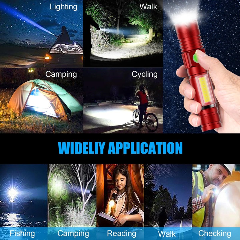 Flashlight USB Rechargeable, Magnetic LED Flashlight, Super Bright LED Tactical