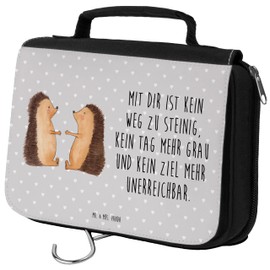 Mr. & Mrs. Panda Toiletry Bag Hedgehog Love, gray, Hand Drawn