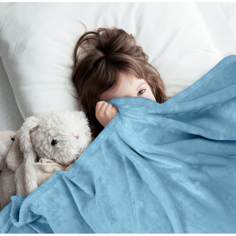 Utopia Bedding Fleece Blanket King Size Washed Blue 300GSM Luxury