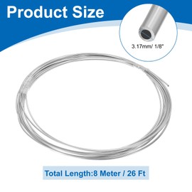 uxcell Stainless Steel Tubing Coil, 1/8" OD x 26 ft Industrial 304 Stainless Steel Tube, Welded Steel Tubing, Silver Tone