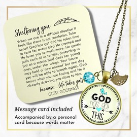 God Has Got This Necklace Christian Faith Bronze Pendant Jewelry Bird Blue Custom Chain