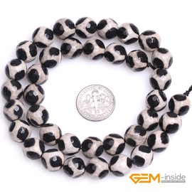 (10mm Colourful) - Gem-Inside 10mm Round Faceted Football Colour Banded Agate Beads Strand 15 Inchesjewelry Making Beads
