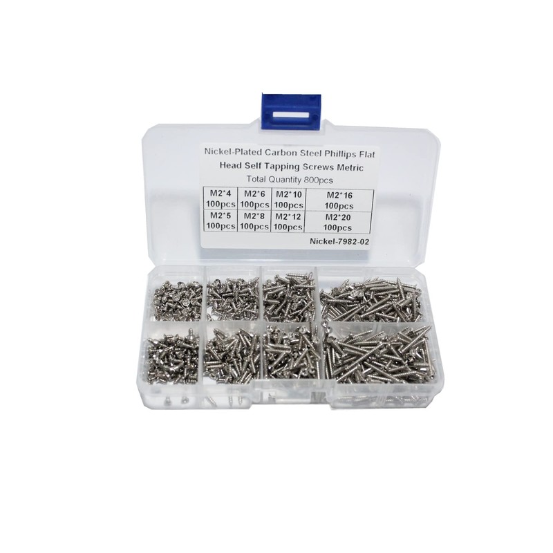 DIGISHUO 800Pcs M2 Kit Assorted Stainless Steel Self Tapping Screw