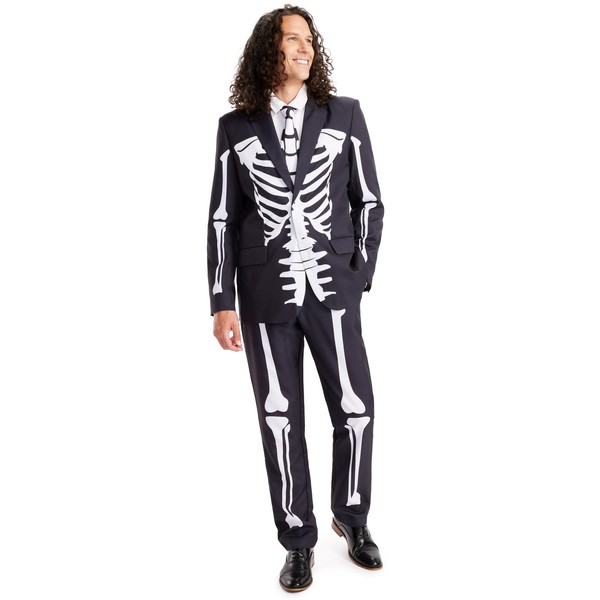Tipsy Elves Scary Skeleton Suit Costume - Black and White