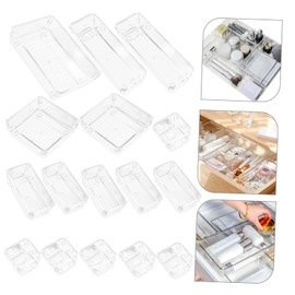 Ciieeo 16pc Organiser Bins Drawer Organiser Cut Out for Makeup Storage Closet