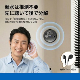 Concrete Microphone, Water Leakage Detector, Wall Microphone, Ultra Sensitive, USB Charging, Compatible with Water Pipes, Concrete Pipes, Steel Pipes, Indoor and Outdoor Use, Wired Earphones Included