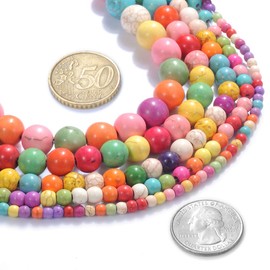 4MM 6MM 8MM 10MM12mm Round Multicolor Natural Stone Beads Colorful Turquoise Beads Jewelry Findings for DIY Jewelry Making (4mm)