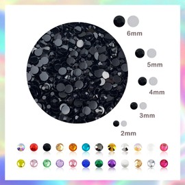 CLRDIVA Craft Rhinestones Resin 4mm Black Rhinestones for Crafting Flatback Rhinestone Bedazzling Gems Bulk Jelly Crystals Round Diamonds for Crafts Shoes Tumblers Nails Makeup DIY Bling Decoration