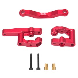 daitoku RC Steering Set Aluminum Upgrade Parts Steering Assembly for 1/18 Arrma Granite Typhon GROM 1/16 Mojave GROM 1/12 Losi Nascar RC Car (Red)