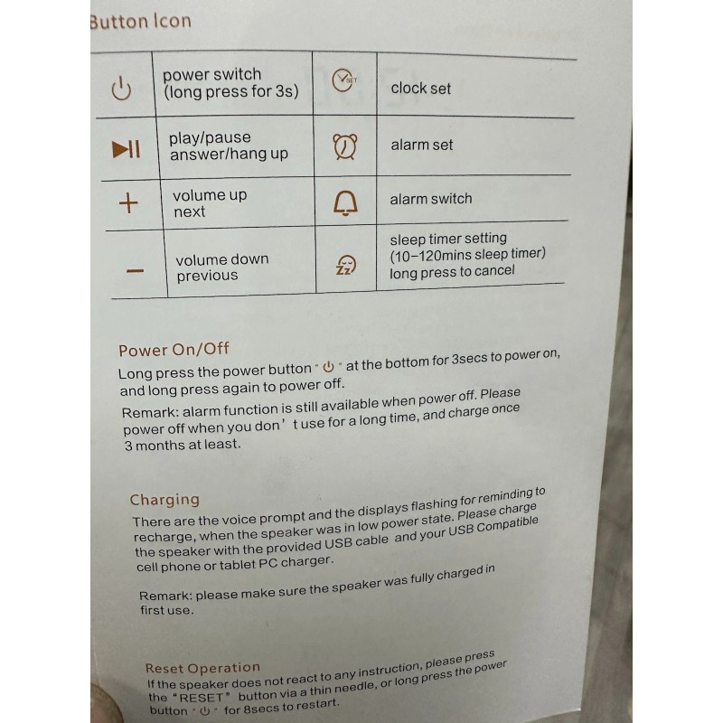 Marrado Wireless Bluetooth Speaker LED Touch Night Light Alarm Clock