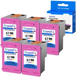 USUPERINK Remanufactured High Yield Ink Cartridge Replacement for HP 67XL 67 XL Compatible with DeskJet 2722 2723 DeskJet Plus 4140 4152 Envy 6052 6055 Envy Pro 6458 6464 Printer (5 Pack, Tri-Color)