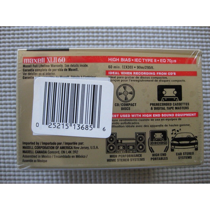 Maxell 139858 60-Minute High Bias Standard Cassette Audio Tape -