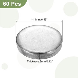 sourcing map 60Pcs Stainless Steel Disc, 9/16"(14mm) Dia 0.12"(3mm) Thick 304 Stainless Steel Flat Round Sheet Blank Round Circle Plate for Crafts Metal Stamping and Jewelry Making