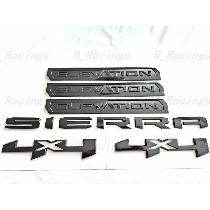 Sierra 6PCS Gloss black Elevation Bed 4x4 Sierra Emblem 2019+