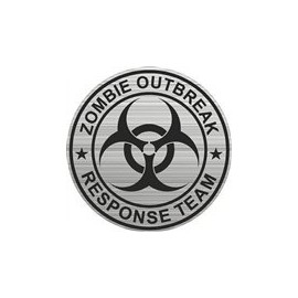 KustomSkinz Stickers 4" Zombie Outbreak Response Team Decal Brushed Metal