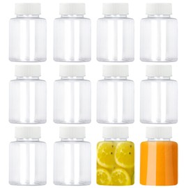 ReaJoys Plastic Juice Bottles with Lids 100ml, 12 Pcs Empty Juice Bottles Clear Plastic Juicing Drinks Bottle Containers for Water Milk