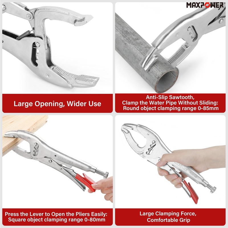 MAXPOWER 250 mm Grip Pliers 50-100 mm Opening Capacity Four