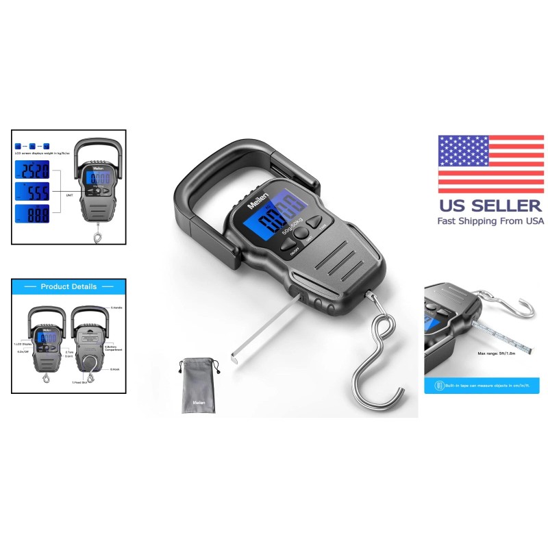Travel-Ready Luggage Scale with Bright LCD Display & Built-in Measuring