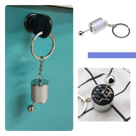 VGOL 2PCS Car Shifter Keychain Creative Auto Gear Shifter Gearbox Model Keyring Car Ornament Zinc Alloy Key Fob 1PCS Black & 1PCS Silver with 1PCS Black Gift Box