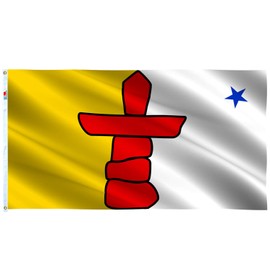Standard Size 2.5X5 Ft Canada Nunavut Flag -Screen Printed Glossy Silk Satin Fabric Canadian Province Flags 30x60inch Outdoor/Indoor Nunavut Region Banner
