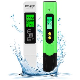 Aideepen PH Meter Digital, PH/TDS/EC Temperature Tester 0.01 High Accuracy, pH Water Tester with LCD Display Backlight for Water, Aquarium, Pond, Pool, with Calibration Powder (Green & We