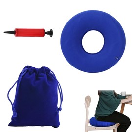 Haemorrhoid Seat Cushion Lnflatable Round Cushion with Pump Lnflatable Orthopaedic Round Cushion Inflatable Doughnut, Used for Hemorrhoids Coccyx Pain and Pregnant Women (Blue)