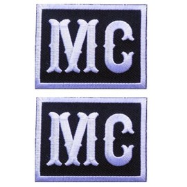 MC Motorcycle Club Outlaw Embroidered Biker [2.5 Inches Patch BLK/WHT] 2 Piece for Vest, Jackets, Pack Backs, Hats, Tactical Gears