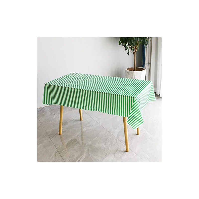 POPOYU 2Pcs Green Stripe Table Cloth,Green and White Table Covers,137*274cm