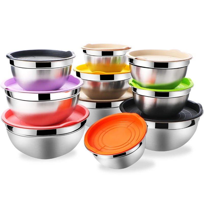 Lazycorner Mixing Bowls with Airtight Lids Set 5 Pcs Stainless