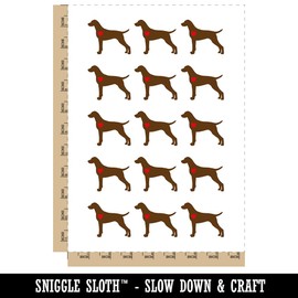 German Shorthaired Pointer Dog with Heart Temporary Tattoo Water Resistant Fake Body Art Set Collection - 15 2" Tattoos (1 Sheet)