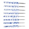 8pcs Crochet Hook Set Blue White Porcelain Printing Hand Polished