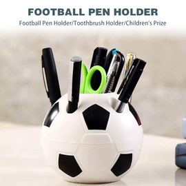 Pack of 2 Creative Pen Holder Football Pencil Container Organiser Pen Holder Pen Holder Desk Organiser Kids Pencil Desktop Storage Box for Desk Home School Office Black