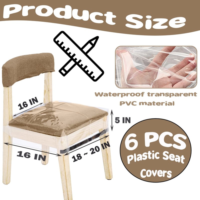 OFIDELITY 6 Pack Plastic Chair Covers for Dining Room Chairs,