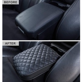 JKCOVER Premium Center Console Cover Compatible with Toyota Tacoma 2016 2017 2018 2019 2020 2021 2022 2023 PU Leather Car Armrest Cushion Protector (Black)