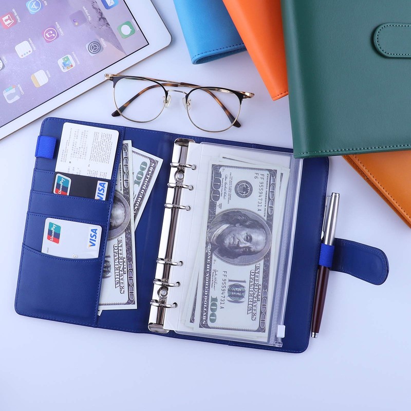 Antner A6 PUレザー バジェットバインダー 詰め替え可能 6リング ノートブックバインダー A6リフィルペーパー用 ルーズリーフ パーソナルプランナー