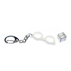Miniblings Woody Glasses Key Ring Chain Nerd Retro Horn-Rimmed Spectacles White