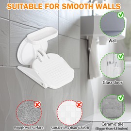 Shower Foot Rest for Shaving Legs, Foldable Shower Step for Shaving Legs with Powerful Suction Cup, Reusable Foot Rest Shower Stool with Small Storage Shelf